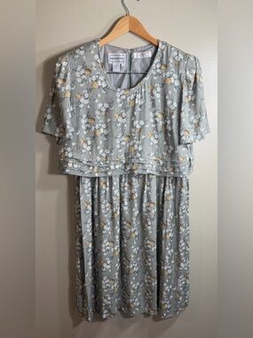Karin Stevens Floral Midi Dress Cottagecore Prairie Size 16